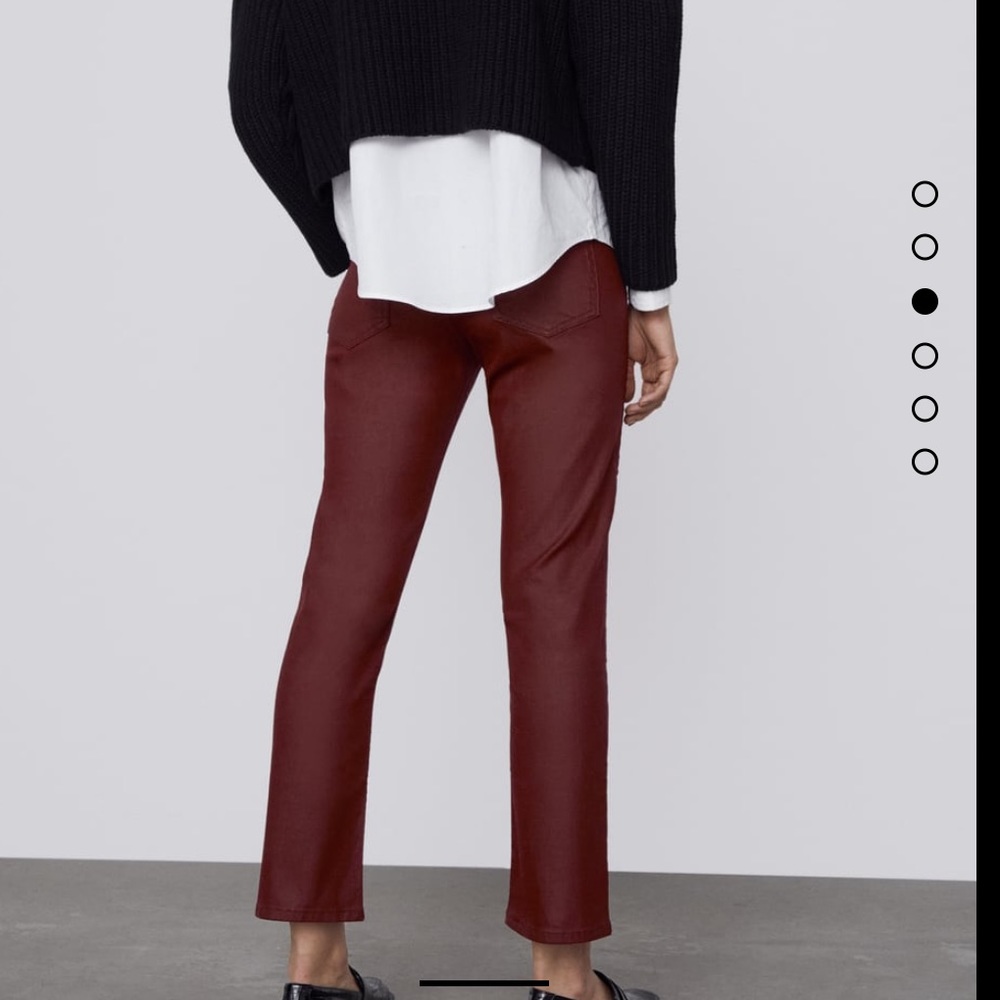 Zara burgundy coated high waisted slim pant - Picture 3 of 6